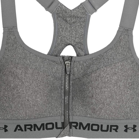 (1724) Under Armour Women's High Crossback Heather Zip Bra Gray NWT - Picture 3 of 8